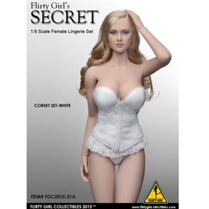 Clothing Set: Flirty Girl Corset Lingerie Set White (FG-2015-21A)