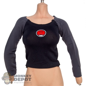 Shirt: Fire Girl Female Black & Gray Long Sleeve Top