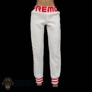 Pants: Fire Girl Female Red & White Sweatpants