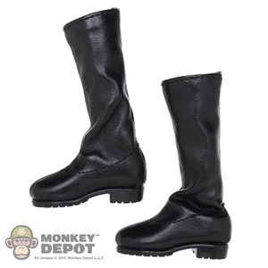 Boots: Flirty Girl Black Leatherlike Boots w/Ankle Pegs