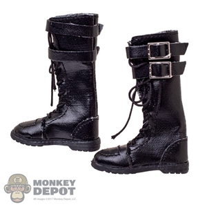 Boots: Flirty Girl Black Female Strap Boots