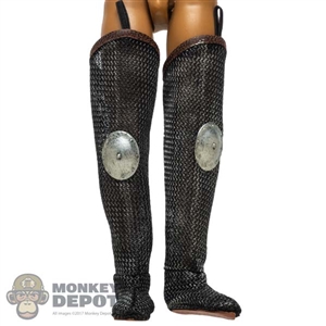 Footwear: Fire Phoenix Mens Chainmail-Like Boots w/Metal Knee Armor