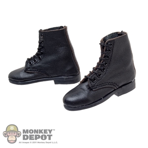 Boots: Flagset Black Laced Up Boots