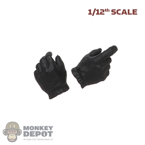 Hands: Great Twins 1/12 Mens Black Molded Gloved Hands (Weapon Grip)