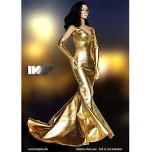 Clothing Set: Hot Plus Shimmering Evening Dress In Gold (HP-022)
