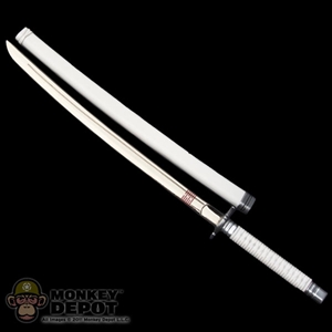 Sword: Hot Toys Long Katana Sword w/White Sheath (Metal)