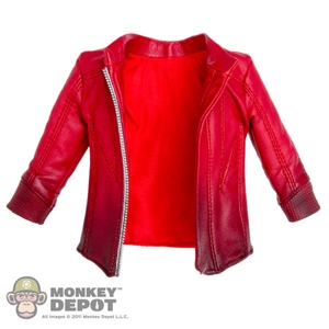 Coat: Hot Toys Scarlett Witch Red Leather Jacket