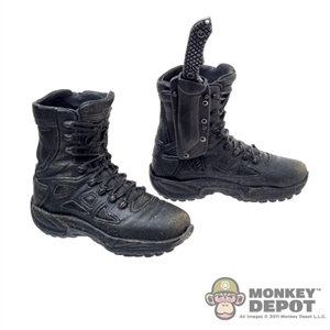 Boots: Hot Toys Molded Black Tactical Boots w/Knife & Sheath