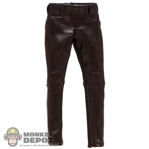 Pants: Hot Toys Mens Dark Brown Leather-Like Pants