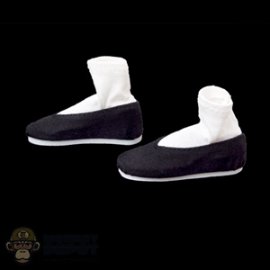 Shoes: Inflames Black Cloth Shoes w/Socks