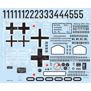 Decals: John's Stuff SdKfz 250 Halftrack - White Outline Numbers