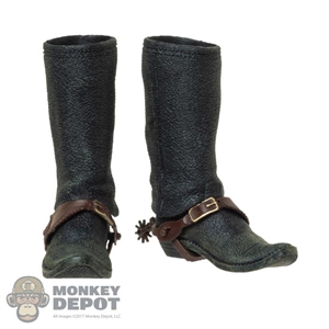 Boots: West Toys Mens Molded Black Cowboy Boots w/Spurs + Ankle Pegs