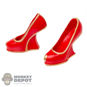 Shoes: ManModel Red Wedge High Heeled Shoes