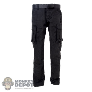 Pants: Mr. Toys Mens Black Cargo Pants w/Belt