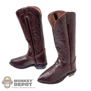 Boots: Newline Miniatures Cordovan Brown Cowboy Boots