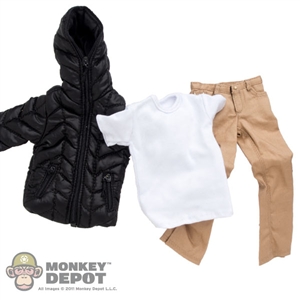 Clothing Set: Crazy Owner Black Down Jacket Set  For Muscle Body (COF-033AM)