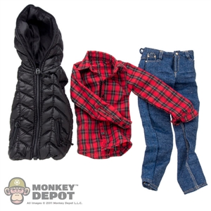 Clothing Set: Crazy Owner Black Sleeve Less Down Jacket Set For Muscle Body (COF-033BMB)