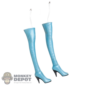 Boots: TBLeague Light Blue Thigh-High Boots (Weathered)