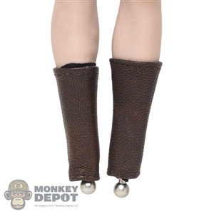 Armor: TBLeague Female Brown Leatherlike Leg Guards w/Black Sleeves