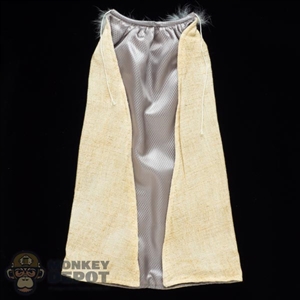 Cloak: TBLeague Mens Long White + Gold Cloak w/Fur Collar