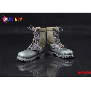 Boots: Play Toys Green & Black Combat Boots (PT-PC005A)