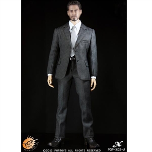 Clothing Set: POP Toys Mens Black Striped Suit Set (POP-X03A)