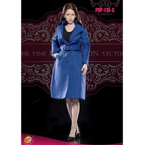 Outfit: POP Toys Women's Single Breasted Blue Raincoat Set (POP-F18C)
