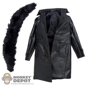 Coat: POP Toys Black Leatherlike Coat w/Fur Collar