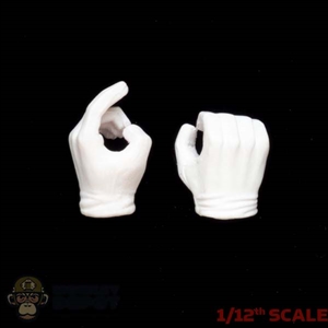 Hands: POP Toys 1/12th Mens White Molded Weapon Hands (Left Trigger Finger)