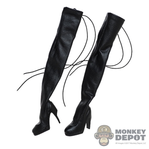 Boots: Super Duck Female Thigh-High Black Boots
