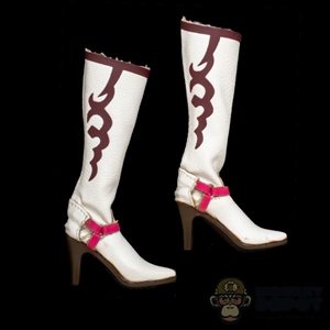 Boots: Star Man Female White High Heeled Boots