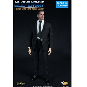 Uniform Set: Toys City Mens Hommes Fashion Suits Set - Black (TCT-62015C)