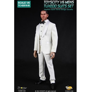 Clothing Set: Toys City Mens Tuxedo Suit Set White (TCT-62016B)