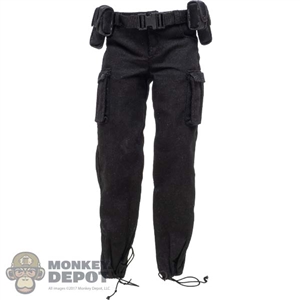 Pants: Tough Guys Mens Black Tactical Pants w/Belt + Pouches