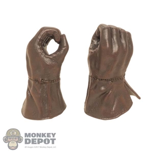 Hands: ThreeZero Mens Brown Molded Gloved Holding Grip (Fingers Attached)
