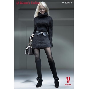 Clothing Set: Very Cool Turtleneck Mini Dress Set Black (VCF-2009)