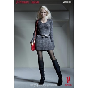 Clothing Set: Very Cool V-Neck Mini Dress Set Grey (VCF-2010B)