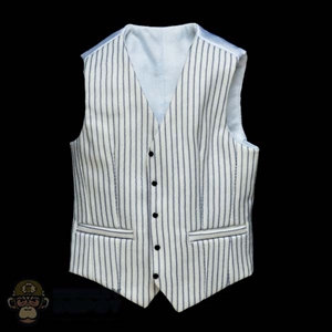 Vest: VorToys Mens White Pinstripe Vest