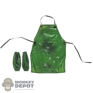 Smock: World Box Green Vinyl-Like Apron w/Sleeves (Worn Look)