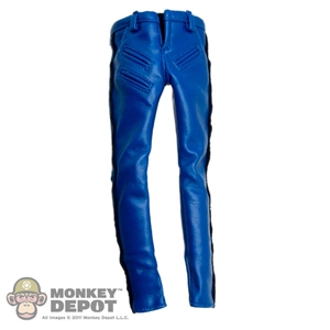 Pants: ZC World Female Blue Leatherlike Pants