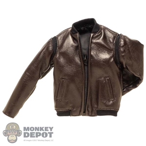 Coat: ZY Toys Mens Dark Brown Leather-Like Jacket
