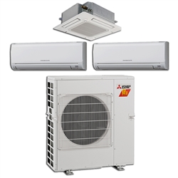 Mini Split Multi 3 Zone Mitsubishi H2i Hyper Heat up to 18 SEER Heat Pump System MXZ-3C30NAHZ3U1 x 3 Wall Mount or Ceiling Cassette