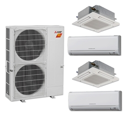 Mini Split Multi 4 Zone Mitsubishi H2i Hyper Heat up to 19.1 SEER Heat Pump System MXZ-4C36NAHZ2U1 x 4 Wall Mount or Ceiling Cassette, PAC-MKA52BC Branch Box