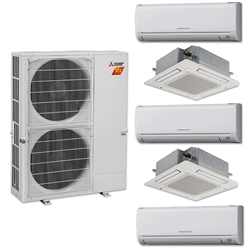 Mini Split Multi 5 Zone Mitsubishi H2i Hyper Heat up to 19 SEER Heat Pump System MXZ-5C42NAHZU1 x 5 Wall Mount or Ceiling Cassette, PAC-MKA52BC Branch Box