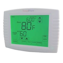 TempeSure Thermostat 3H/2C Digital Touch Screen Programmable With Built-In Humidity Sensor SC, HP, Gas Heat, Dual Fuel TESPTH32 (T)
