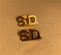 Gold "S.D" Collar Pin (Set of 2)