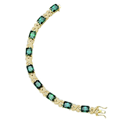 emerald stone,melee ribbons yellowgold bracelet