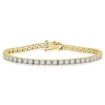 Solid Yellow Gold-Tennis Round brilliant stone bracelet