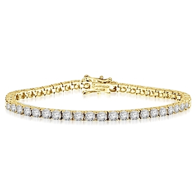 Solid Yellow Gold-Tennis Round brilliant stone bracelet