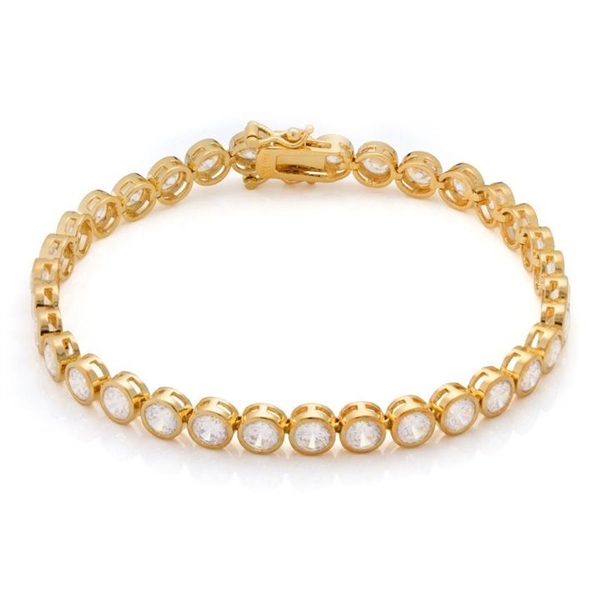 Bezel set diamond bracelet in solid gold.